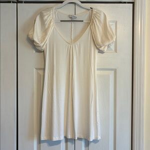 Bebe Ivory Dress with Puff Sleeves